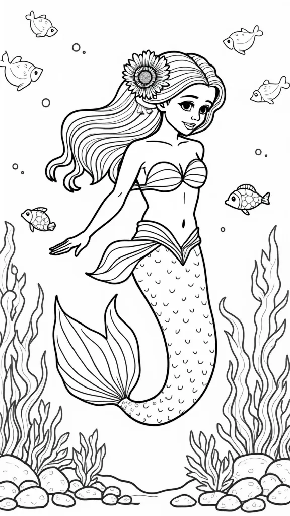 coloriages de petite sirène noire